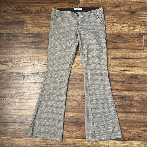 Garage Pants - Vintage Garage Plaid‎ Flare Trousers Low Rise Women 7 Office Academia Preppy